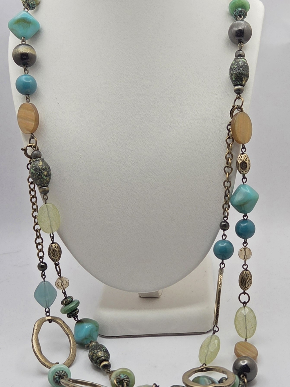 Vintage Premier Designs Multi Strand Convertible Beaded Necklace Boho 58 Inch
